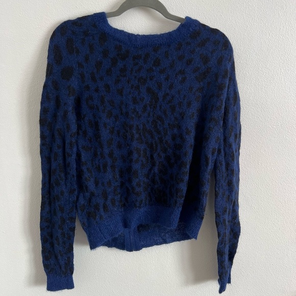 The Kooples Blue Leopard Mohair Print Sweater, size small - Picture 5 of 5